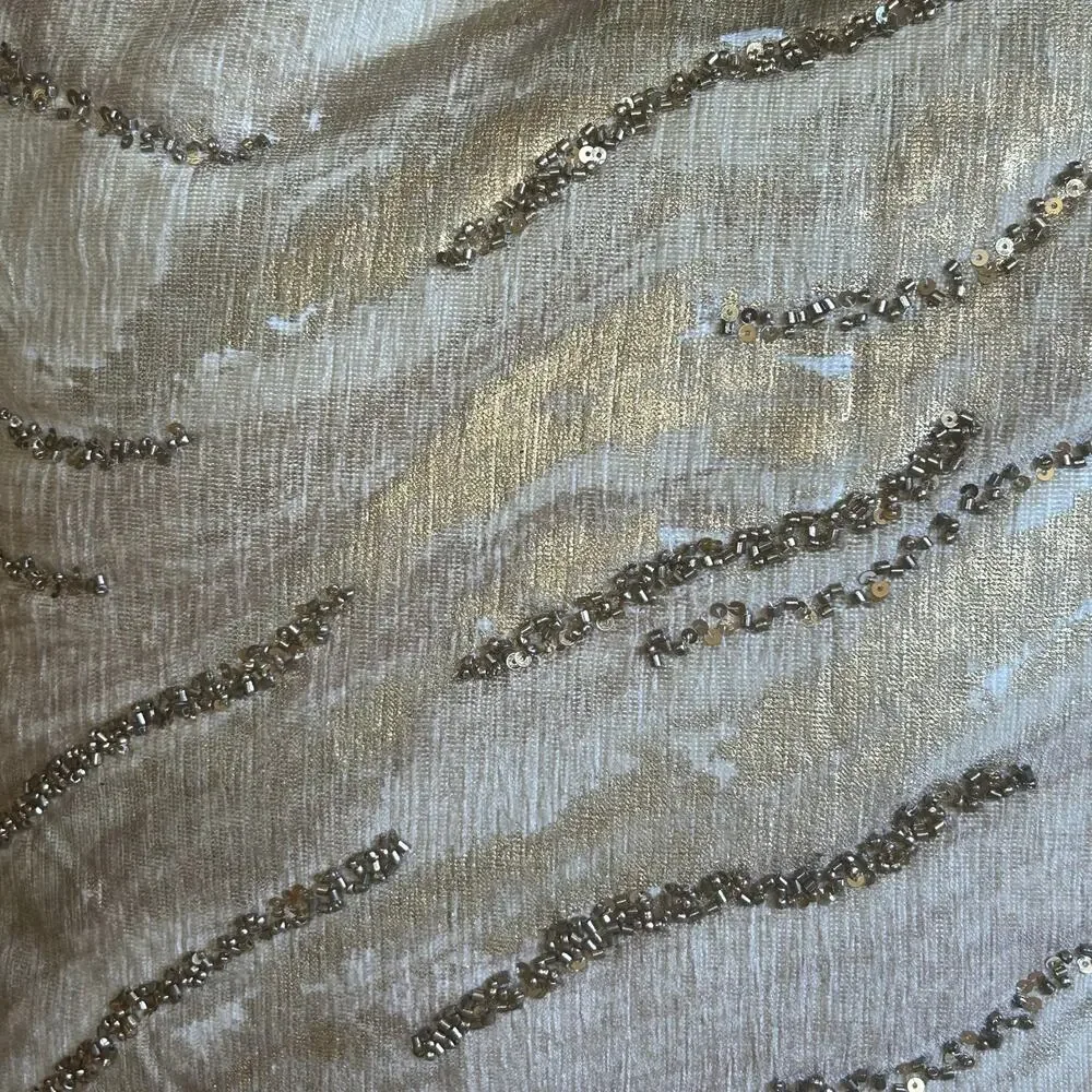 2 Artistic Accents Decorative Ivory Gold White Beaded Throw Pillows